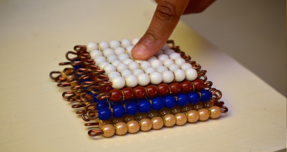 Learning 7 squared in Montessori