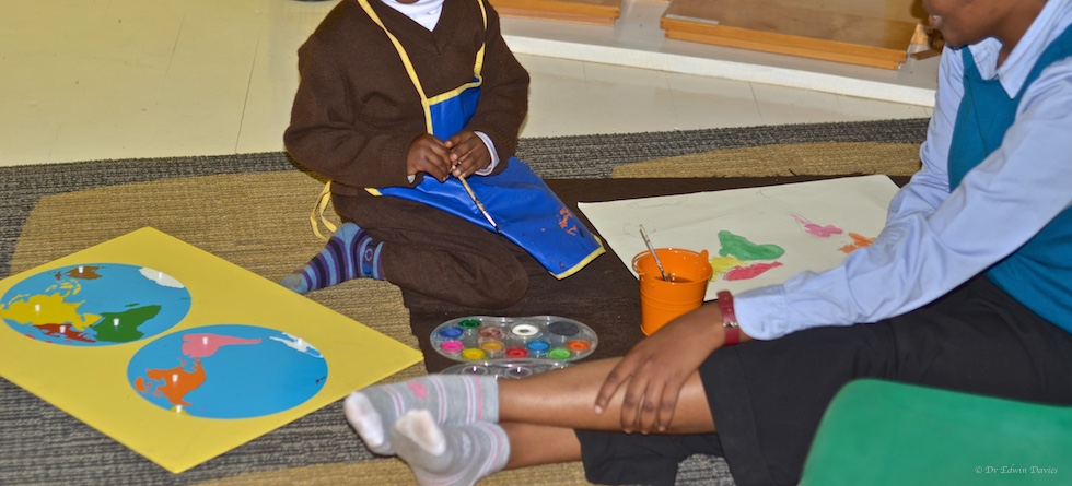 4 year old pupil learning the continents