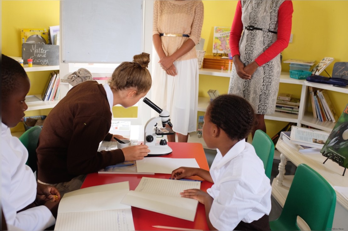 Taking turns to see the magnified image