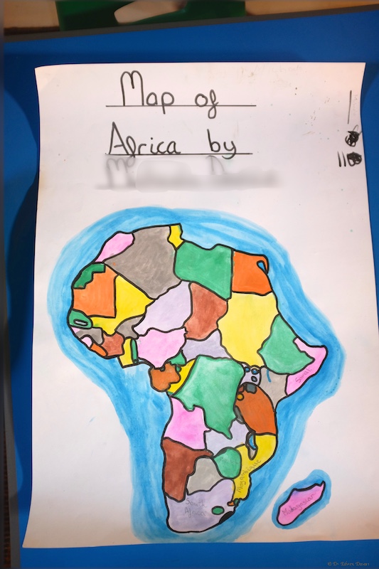 An 11 year olds map of Africa in progress