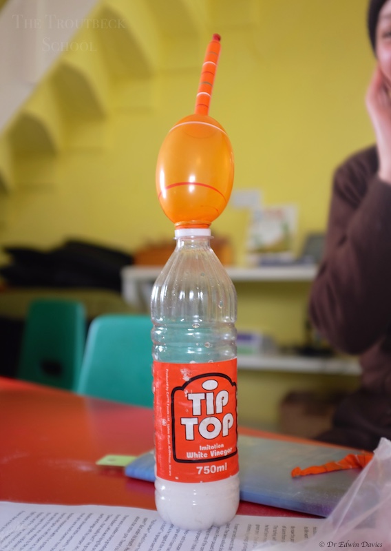 Balloon starts inflating with carbon dioxide 2